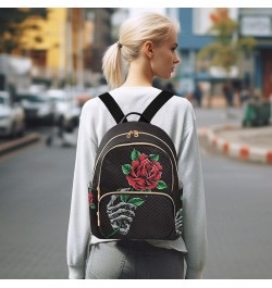 Mini Backpack Gothic Skull Rose Floral Fashion Backpack Purse for Women,Handbag Shoulder Bag Casual Daypack, Ladies Gift for ...