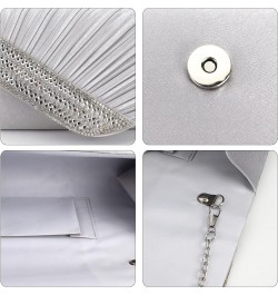 Evening Clutch Handbag Women Fashion Crossbody Shoulder Bag Chain Purse T-exquisite Silver $14.74 Evening Bags