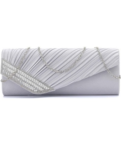 Evening Clutch Handbag Women Fashion Crossbody Shoulder Bag Chain Purse T-exquisite Silver $14.74 Evening Bags