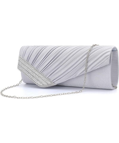 Evening Clutch Handbag Women Fashion Crossbody Shoulder Bag Chain Purse T-exquisite Silver $14.74 Evening Bags