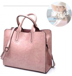 Women's Large Capacity Handbag Retro Oil Wax PU Leather Shoulder Shopping Bag (blue) Pink $43.32 Totes