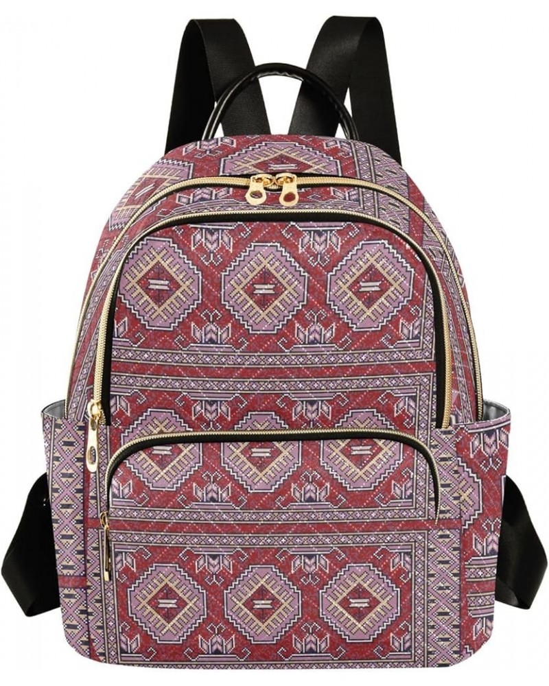 Colorful Mosaic Bokhara Mini Backpack Purse for Women, Traditional Folk Geometric Travel Backpack Fashion Backpack Handbag Sh...