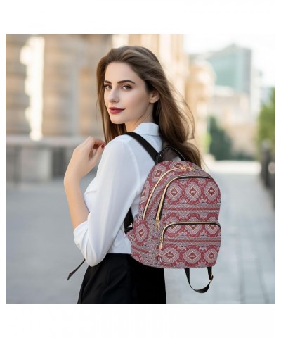 Colorful Mosaic Bokhara Mini Backpack Purse for Women, Traditional Folk Geometric Travel Backpack Fashion Backpack Handbag Sh...