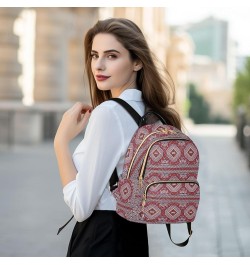 Colorful Mosaic Bokhara Mini Backpack Purse for Women, Traditional Folk Geometric Travel Backpack Fashion Backpack Handbag Sh...