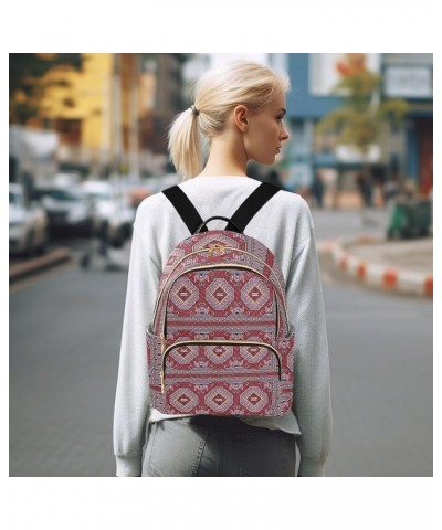 Colorful Mosaic Bokhara Mini Backpack Purse for Women, Traditional Folk Geometric Travel Backpack Fashion Backpack Handbag Sh...