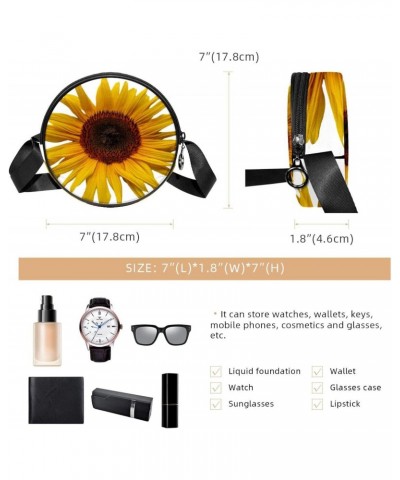 Summer Sunflower Yellow Plant Crossbody Bag for Women Teen Girls Round Canvas Shoulder Bag Purse Tote Handbag Bag $12.17 Totes