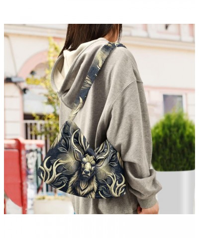 Ladies Soft Plush Underarm Bag Hunting-deer-head Fluffy Shoulder Bag Women Furry Purse Handbag $18.87 Shoulder Bags