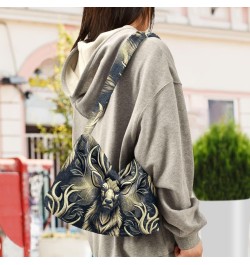 Ladies Soft Plush Underarm Bag Hunting-deer-head Fluffy Shoulder Bag Women Furry Purse Handbag $18.87 Shoulder Bags