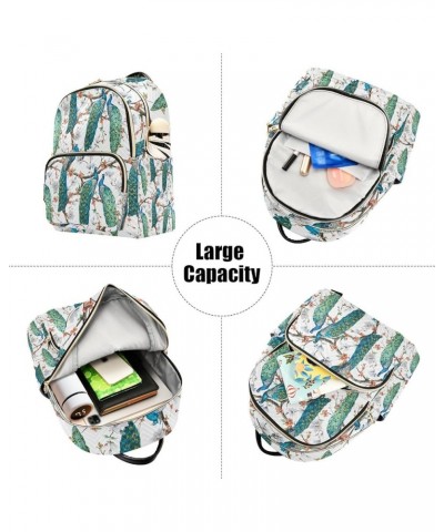 Women Backpack Green Peacock Flower Anti-Theft Travel Backpack with Luggage Belt Lightweight Handbag Lady Purse Roomy Double ...