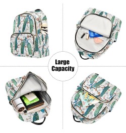 Women Backpack Green Peacock Flower Anti-Theft Travel Backpack with Luggage Belt Lightweight Handbag Lady Purse Roomy Double ...