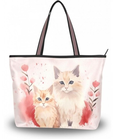 Women Tote Bags Cute Cat Kitten Top Handle Satchel Handbags Shoulder Bag for Shopping 20854163 $9.66 Totes