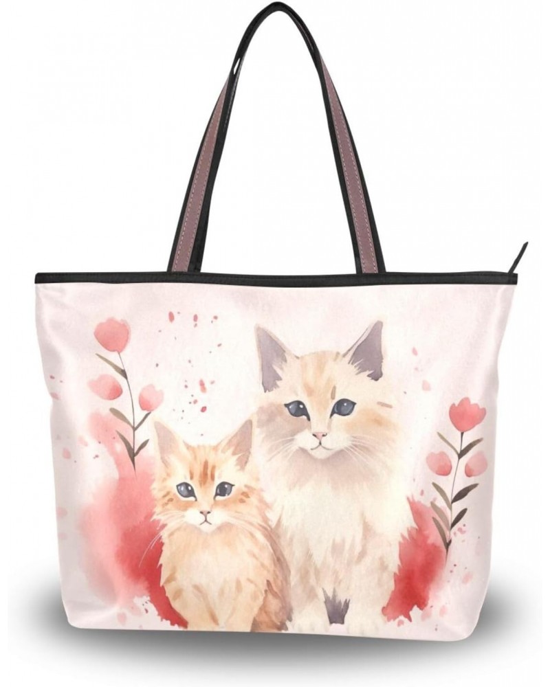 Women Tote Bags Cute Cat Kitten Top Handle Satchel Handbags Shoulder Bag for Shopping 20854163 $9.66 Totes