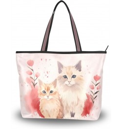 Women Tote Bags Cute Cat Kitten Top Handle Satchel Handbags Shoulder Bag for Shopping 20854163 $9.66 Totes