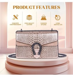 Crossbody Chain Purses for Women - Crocodile Snake Pattern Leather Shoulder Handbags Evening Clutch Satchel Bags Champagne $1...