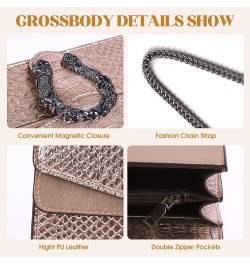 Crossbody Chain Purses for Women - Crocodile Snake Pattern Leather Shoulder Handbags Evening Clutch Satchel Bags Champagne $1...