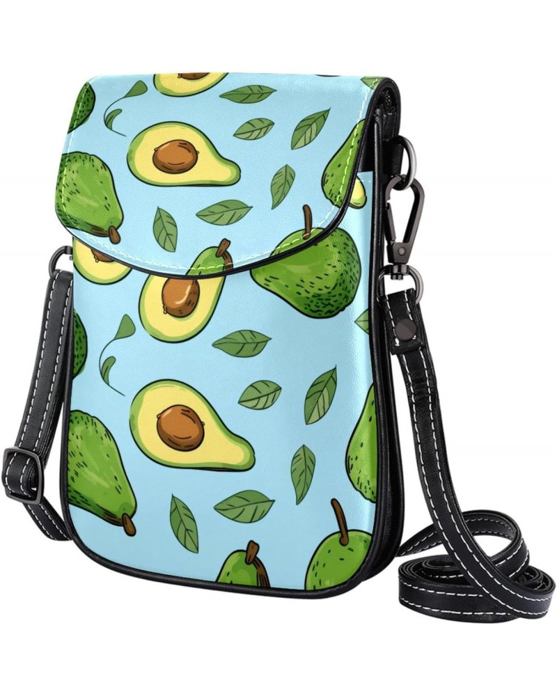 Faux Leather Crossbody Bag for Women, Messenger Bag, Shoulder Bag, leaf and cartoon avocado fruit $11.86 Crossbody Bags