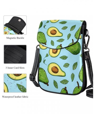 Faux Leather Crossbody Bag for Women, Messenger Bag, Shoulder Bag, leaf and cartoon avocado fruit $11.86 Crossbody Bags