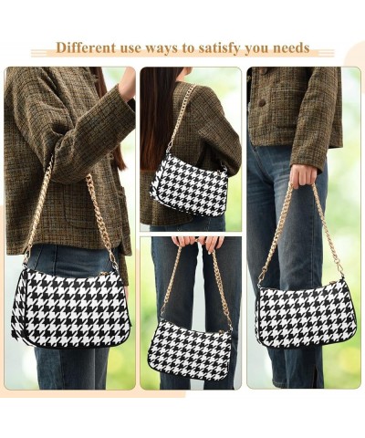 Houndstooth Shoulder Bag for Women Fabric Crescent Handbag with Zipper Chain Clutch Purses Houndstooth $16.73 Shoulder Bags