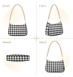 Houndstooth Shoulder Bag for Women Fabric Crescent Handbag with Zipper Chain Clutch Purses Houndstooth $16.73 Shoulder Bags