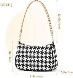 Houndstooth Shoulder Bag for Women Fabric Crescent Handbag with Zipper Chain Clutch Purses Houndstooth $16.73 Shoulder Bags