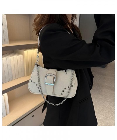 Small Shoulder Bag Purse for Women Y2K Hobo Handbag Trendy Clutch Purse 90s Y2K Bags for Women A06-white-canvas $12.97 Hobo Bags