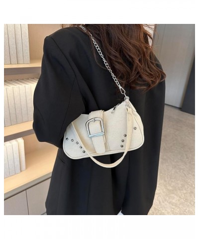 Small Shoulder Bag Purse for Women Y2K Hobo Handbag Trendy Clutch Purse 90s Y2K Bags for Women A06-white-canvas $12.97 Hobo Bags