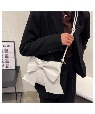 Bowknot Handbag Purse Cute Leather Mini Shoulder Bag Top-handle Totes Satchel Creative Gifts for Women - White $12.95 Totes