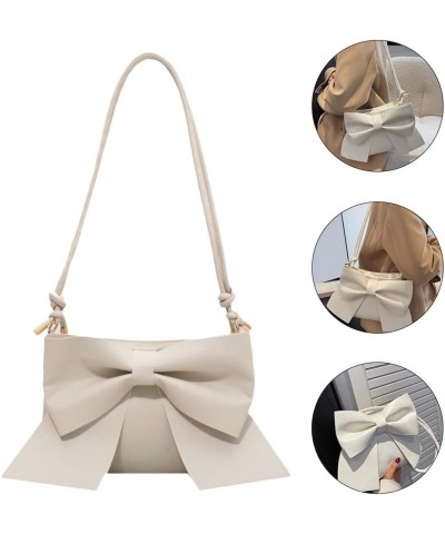 Bowknot Handbag Purse Cute Leather Mini Shoulder Bag Top-handle Totes Satchel Creative Gifts for Women - White $12.95 Totes