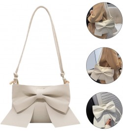 Bowknot Handbag Purse Cute Leather Mini Shoulder Bag Top-handle Totes Satchel Creative Gifts for Women - White $12.95 Totes