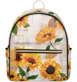 Sunflower Retro Pattern Backpack Purse for Women Cute Mini Back Pack Small Casual Daypacks Pu Leather Bookbag Anti Theft Flor...