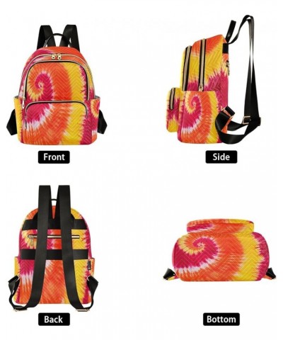 Orange Red Yellow Tie Dye Women Backpack Purse Ladies Fashion Shoulder Bag Daypack Travel Bag 7.5L Medium $13.95 Backpacks