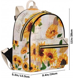 Sunflower Retro Pattern Backpack Purse for Women Cute Mini Back Pack Small Casual Daypacks Pu Leather Bookbag Anti Theft Flor...