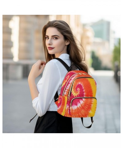 Orange Red Yellow Tie Dye Women Backpack Purse Ladies Fashion Shoulder Bag Daypack Travel Bag 7.5L Medium $13.95 Backpacks