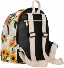 Sunflower Retro Pattern Backpack Purse for Women Cute Mini Back Pack Small Casual Daypacks Pu Leather Bookbag Anti Theft Flor...