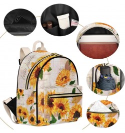 Sunflower Retro Pattern Backpack Purse for Women Cute Mini Back Pack Small Casual Daypacks Pu Leather Bookbag Anti Theft Flor...