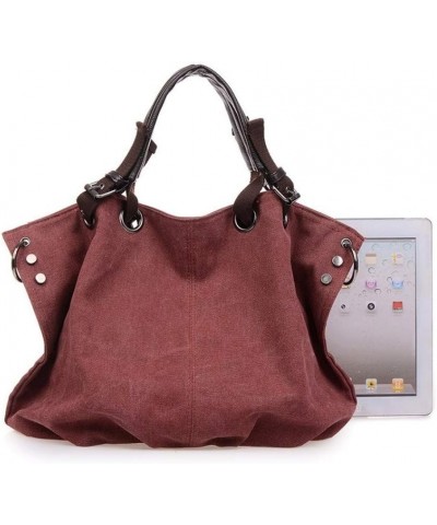 Women's Canvas Retro Art Portable Large Capacity Zipper One-shoulder Diagonal Bag Purple Red $33.11 Shoulder Bags