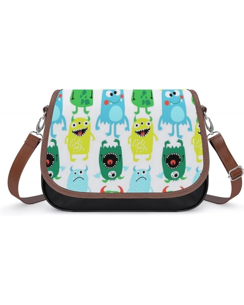 Printed Shoulder Crossbody Bag Leather Hobo Bags Medium Ladies Top Handles Satchels Cute Unicorn Smiling Color9 $22.78 Hobo Bags