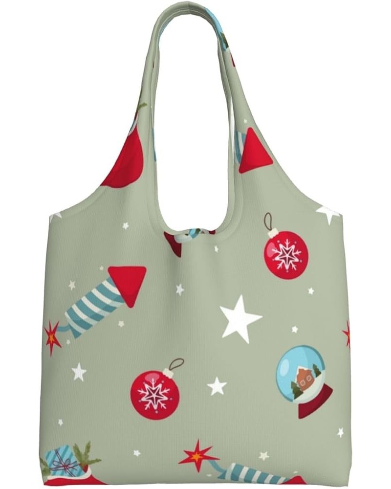 Merry Christmas Single Shoulder Commuter Canvas Tote Bags For Women And Men Merry Christmas24 $12.75 Totes