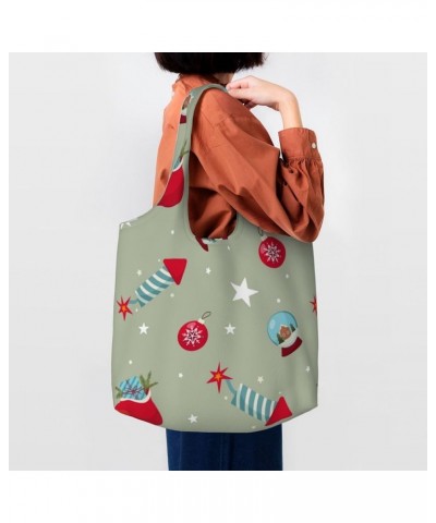 Merry Christmas Single Shoulder Commuter Canvas Tote Bags For Women And Men Merry Christmas24 $12.75 Totes