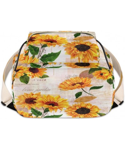 Sunflower Retro Pattern Backpack Purse for Women Cute Mini Back Pack Small Casual Daypacks Pu Leather Bookbag Anti Theft Flor...