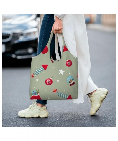 Merry Christmas Single Shoulder Commuter Canvas Tote Bags For Women And Men Merry Christmas24 $12.75 Totes