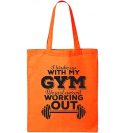 I Broke Up With My Gym Cotton Canvas Tote Bag Orange $8.61 Handbags