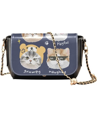 Cat and Flowers Women's Crossbody Handbags, PU Leather Flap Crossbody Bags, Women's Shoulder Handbag Purse Style11 $17.20 Cro...