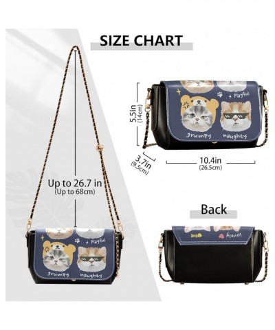 Cat and Flowers Women's Crossbody Handbags, PU Leather Flap Crossbody Bags, Women's Shoulder Handbag Purse Style11 $17.20 Cro...