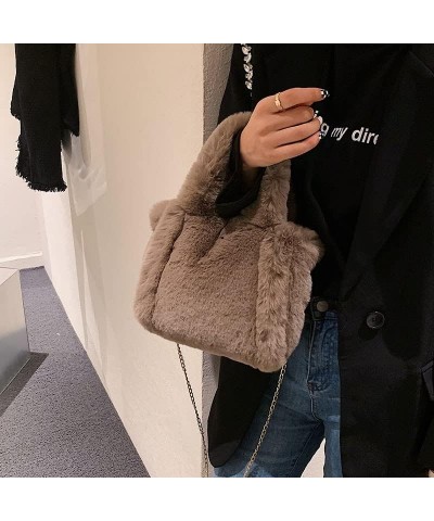 New Ms Plush Single Shoulder Bag, Fashionable Fluffy Soft Worn Purse Handbag, Fashion Plush Pure Color Handbag (Off-white s) ...