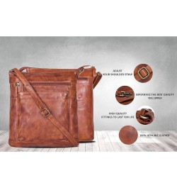 Real Vintage Leather Crossbody Sling Bag For Women & Girls Tan $19.32 Crossbody Bags