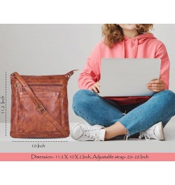 Real Vintage Leather Crossbody Sling Bag For Women & Girls Tan $19.32 Crossbody Bags