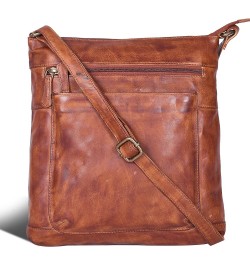 Real Vintage Leather Crossbody Sling Bag For Women & Girls Tan $19.32 Crossbody Bags