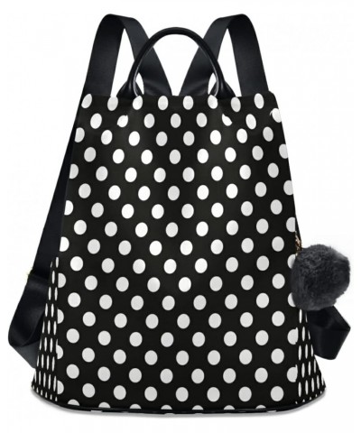 Polka Dot Black White Large Women's Fashion Casual Backpack Purse Shoulder Travel Bag $20.79 Backpacks