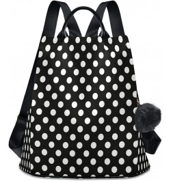 Polka Dot Black White Large Women's Fashion Casual Backpack Purse Shoulder Travel Bag $20.79 Backpacks